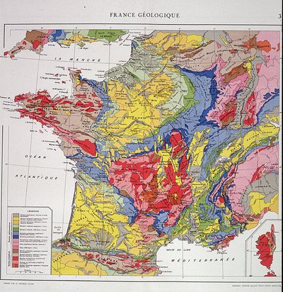 Mappa geografica: Francia geologica - Atlante degli anni 