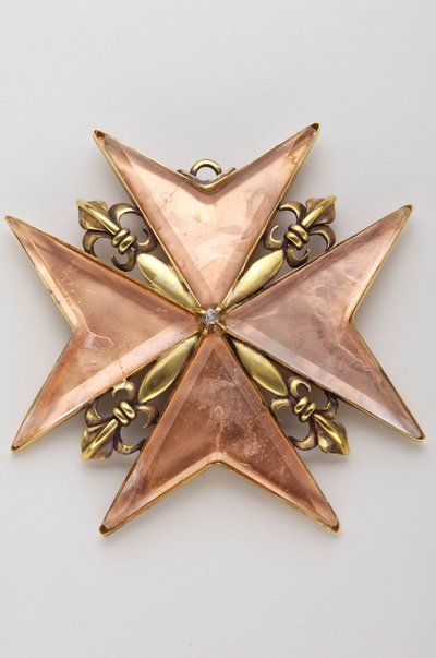 Granducato di Toscana - Ordine di Santo Stefano: croce di priore o balivo - recto - Modello del XVII secolo - Bronzo dorato, rame e cristallo - D: 9,7 cm; peso: 70 g - Collezione privata da Anonymous Anonymous