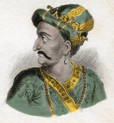 Gran Mogol (Mogol o Moghul) (probabilmente Aurangzeb (1618-1707), noto anche come Alamgir) (Abu Muzaffar Muhiuddin Muhammad Aurangzeb Alamgir) - Incisione del XIX secolo - Milanese da Anonymous Anonymous
