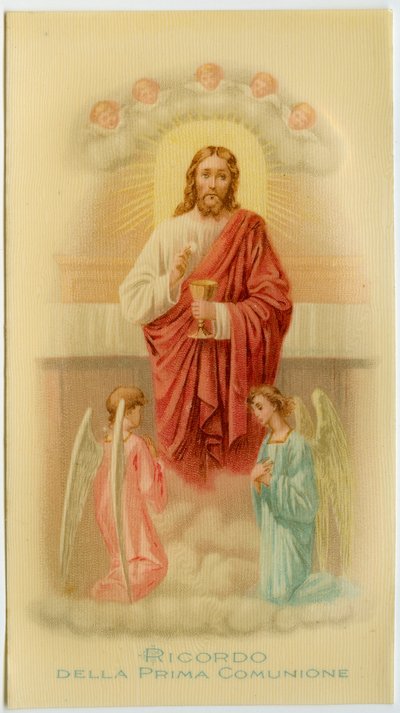 Immagine sacra: Prima Comunione, Gesù che tiene l
