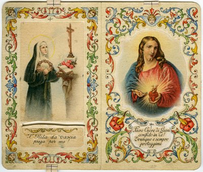 Immagine sacra con Santa Rita da Cascia e Gesù con il Sacro Cuore da Anonymous Anonymous