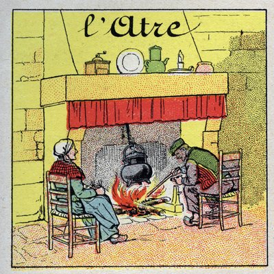 Riscaldamento domestico: il camino. Illustrazione anonima del 1925. Collezione privata da Anonymous Anonymous