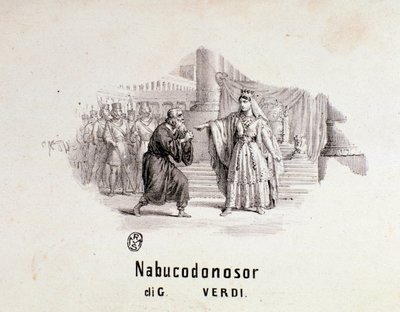 Frontespizio illustrato della partitura musicale di Nabucco, opera di Giuseppe Verdi da Anonymous Anonymous