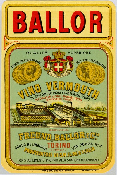 Pubblicità di vermouth italiano, fine XIX secolo da Anonymous Anonymous