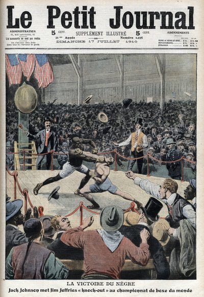 Jack Johnson vince il campionato mondiale di pugilato contro Jim Jeffries a Reno, Nevada, 4 luglio da Anonymous Anonymous
