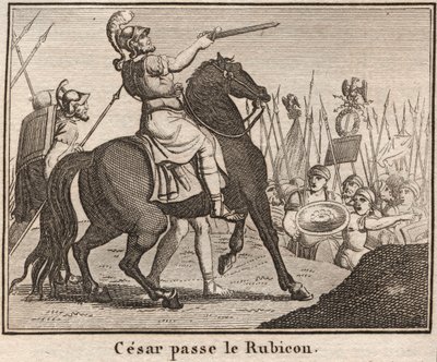 Giulio Cesare (100-44 a.C.) attraversa il Rubicone - "Le Passage du Rubicon di Giulio Cesare" Il generale romano Giulio Cesare attraversò il Rubicone l