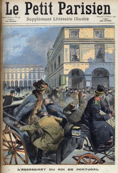 Il re Carlo I del Portogallo (1863-1908) e il principe ereditario Luis Filipe furono assassinati a Lisbona dai repubblicani il 1 febbraio 1908. da Anonymous Anonymous