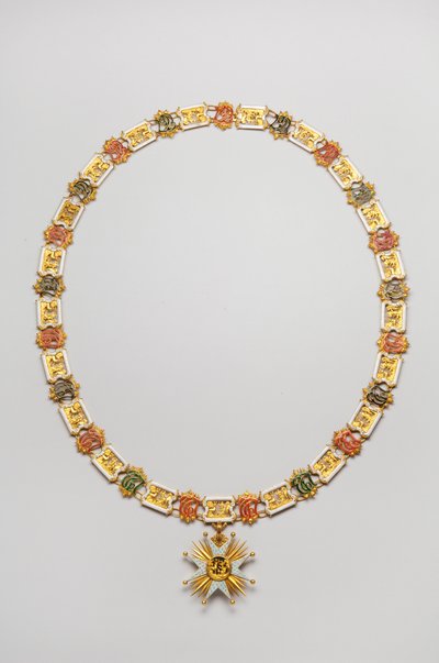 Regno di Baviera - Ordine di San Uberto: collana indossata da Luitpold, Duca di Baviera (1890-1973) - Fine del XVIII secolo - Oro e Smalti - Collana: L 122 cm; peso 460 g (pendente incluso) - Pendente: D 7,5 cm - Collezione privata da Anonymous Anonymous