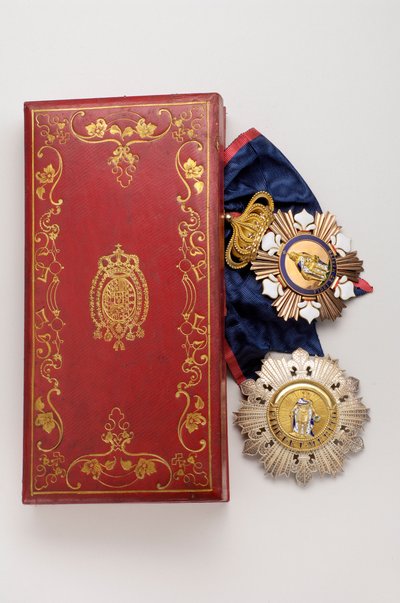 Regno delle Due Sicilie - Ordine di San Ferdinando e del Merito: distintivi di cavaliere gran croce appartenenti a un membro della Casa Granducale di Baden - Metà XIX secolo - Oro, argento e smalti; scatola delle armi del Regno delle Due Sicilie da Anonymous Anonymous