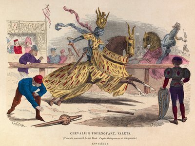 Cavalieri e valletti a un torneo a Parigi nel XV secolo - incisione da Anonymous Anonymous