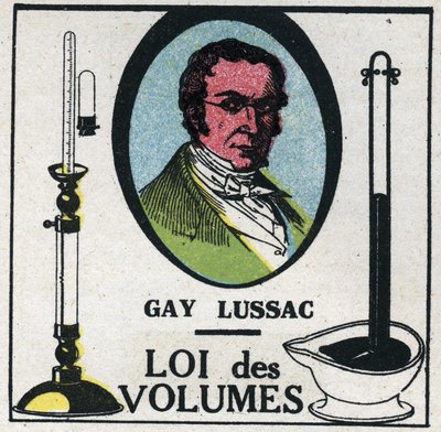 Gli atomi: legge dei volumi di Louis-Joseph Gay-Lussac (1778-1818). Illustrazione anonima del 1925. Collezione privata. da Anonymous Anonymous