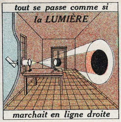 Propagazione della luce: tutto avviene come se la luce corresse in linea retta. Illustrazione anonima del 1925. Collezione privata. da Anonymous Anonymous