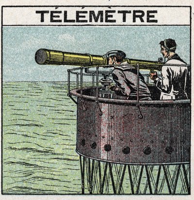 Riflessione della luce: il telemetro usato per la navigazione. Illustrazione anonima del 1925. Collezione privata. da Anonymous Anonymous