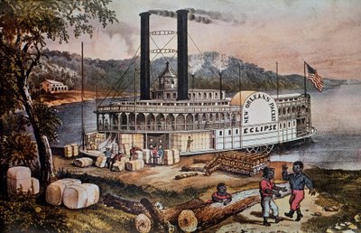 Caricamento del cotone su una nave sul fiume Mississippi da Anonymous Anonymous
