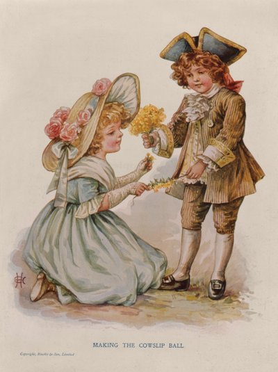 Fare la palla di primula, illustrazione di un libro, inizio XX secolo (litografia a colori) da Anonymous Anonymous