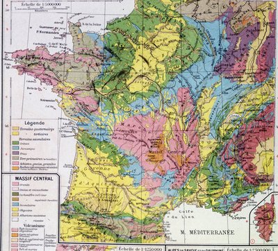 Mappa della Francia: Francia geologica - in "Atlante scolastico" da Anonymous Anonymous
