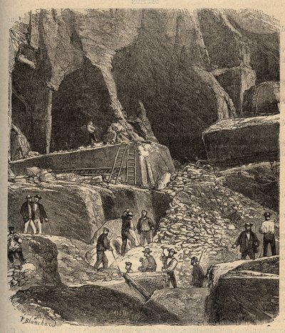 Cave di marmo di Saint-Genies (Saint Genies) - Dordogna - incisione in "PATRIE" - DESCRIZIONE PINTUREQUIREQUE DE LA FRANCE EN 6 VOLUES DI LUCIEN HUARD - fine XIX secolo da Anonymous Anonymous