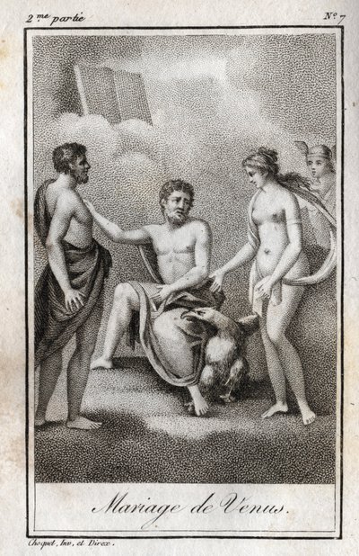 Matrimonio tra Marte e Venere. Incisione del 1819 in "Lettres à Emilie sur la mythologie" di Charles Albert Demoustier (1760-1801). Collezione privata da Anonymous Anonymous