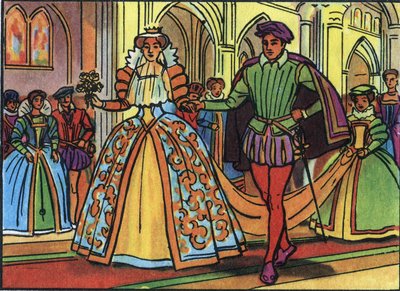 Matrimonio di Maria I di Scozia (1542-1587) e Francesco II (1544-1560) nel 1558. Illustrazione anonima in "Collection des souverains et chefs d