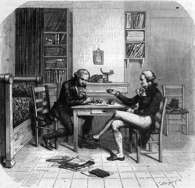 Maximilien de Robespierre, politico francese, membro del Comitato di Salute Pubblica con Maurice Duplay nella sua stanza da Anonymous Anonymous
