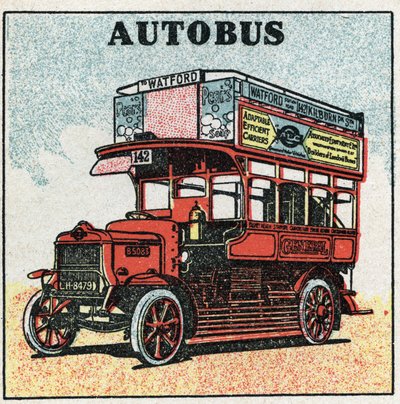 Trazione meccanica: autobus. Illustrazione anonima del 1925. Collezione privata. da Anonymous Anonymous