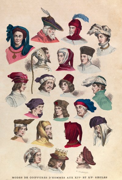 Acconciature maschili nel XIV e XV secolo a Parigi: cappelli e copricapi maschili da Anonymous Anonymous