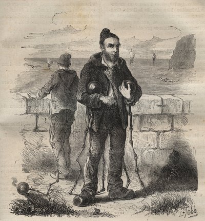 Condannati militari al bagne di Tolone nel XIX secolo. Incisione in "Histoire des bagnes depuis leur création à nos jours" (1877) di Pierre Zaccone (1817-1895) (Colonia Penale). Collezione privata da Anonymous Anonymous