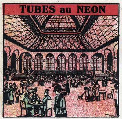 Nuove proprietà del gas: tubi al neon. Illustrazione anonima del 1925. Collezione privata. da Anonymous Anonymous