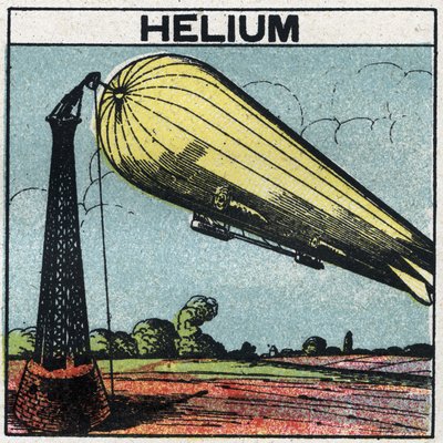 Nuove proprietà del gas: zeppelin gonfiato con elio. Illustrazione anonima del 1925. Collezione privata. da Anonymous Anonymous