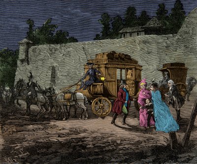 Fuga notturna della famiglia reale a Varennes nel 1791, Incisione, Collezione privata da Anonymous Anonymous