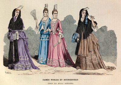 Costumi di nobili e borghesi nel XVII e XVIII secolo - Nobildonna XVII secolo da Anonymous Anonymous
