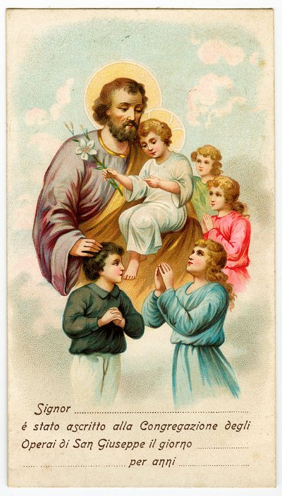 Immagine pia: Congregazione di San Giuseppe Lavoratore (cromolitografia) da Anonymous Anonymous