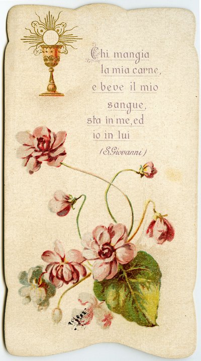 Immagine pia: Eucaristia, Chi mangia il mio corpo e beve il mio sangue dimora in me e io in lui (incisione) da Anonymous Anonymous