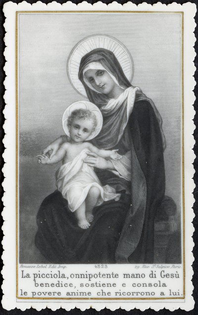 Immagine pia: Gesù bambino tra le braccia di sua madre Maria da Anonymous Anonymous