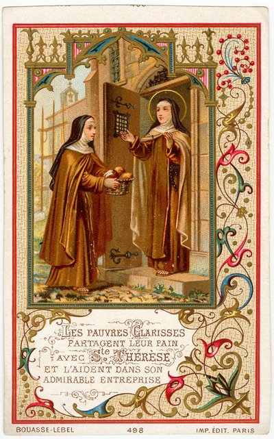 Immagine pia: Santa Teresa di Gesù riceve aiuto e pane dalle Clarisse da Anonymous Anonymous