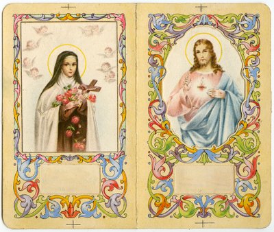 Immagine pia: Santa Teresa del Bambin Gesù e Gesù con il Sacro Cuore da Anonymous Anonymous