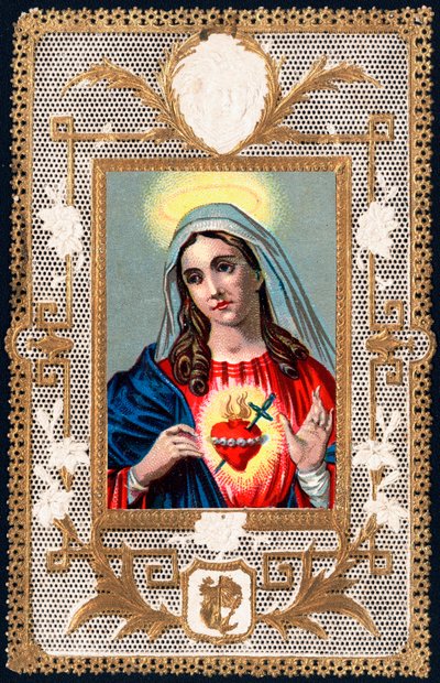 Immagine pia: Vergine del Dolore. Mater dolorosa. Carta dentellata. Cromolitografia inizio XX secolo Collezione privata da Anonymous Anonymous