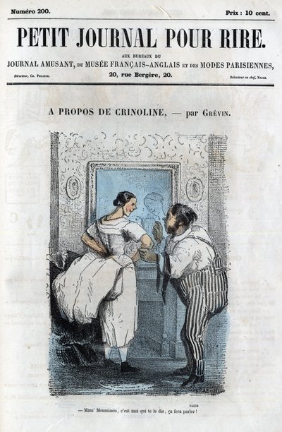 Cartone politico e sociale durante il Secondo Impero. "A proposito di Crinolina" da Anonymous Anonymous