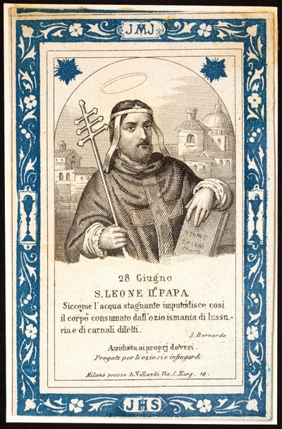 Papa San Leone II (VII secolo) Immagine pia. Cartolina. Inizio del XX secolo. Collezione Privata da Anonymous Anonymous
