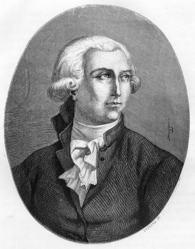 Ritratto di Antoine Laurent Lavoisier (1743-1794), chimico francese - Incisione del 1863 in 