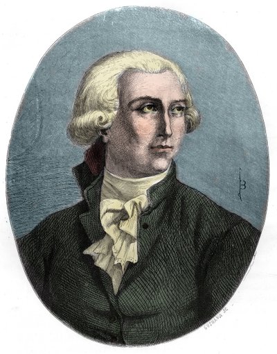 Ritratto di Antoine Laurent Lavoisier (1743-1794), chimico francese - Incisione del 1863 in 