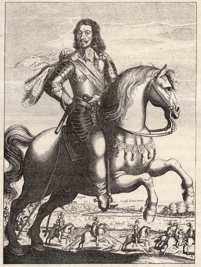 Ritratto di Bernardo di Sassonia-Weimar (1604-1639) con la rappresentazione della cattura di Giovanni di Werth da parte del duca Bernardo e del duca di Rohan. Incisione del XVII secolo. Collezione privata da Anonymous Anonymous