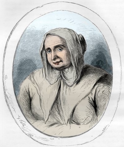 Ritratto di Catherine Monvoisin (La Voisin) (1640-1680) (incisione) - Affare dei veleni: Catherine Deshayes, moglie Monvoisin e soprannominata La Voisin (1640-1680) - Incisione del 1863 in "Le Livre Rouge - Histoire De L
