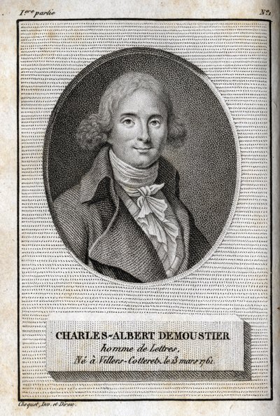 Ritratto di Charles Albert Demoustier (1760-1801) scrittore francese. Incisione del 1819 in 