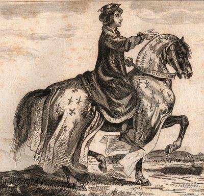 Ritratto di Carlo IV il Bello (1294-1328), Re di Francia. Incisione del 1859 in "Le Monde. Storia di tutti i popoli dai tempi più remoti ai giorni nostri" di M. E. de Lostalot-Bachoue. Collezione privata. da Anonymous Anonymous