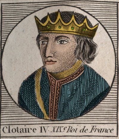 Ritratto di Clotario IV (ca. 685-719), re dei Franchi di Austrasia dal 717 al 719 - incisione da 