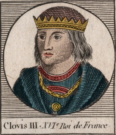Ritratto di Clodoveo III, Re dei Franchi dal 691 al 695 - incisione da "Instruction sur l