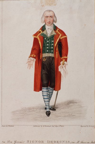 Ritratto di Don Geronio interpretato da Debegnis, personaggio de Il turco in Italia, opera di Gioachino Rossini da Anonymous Anonymous