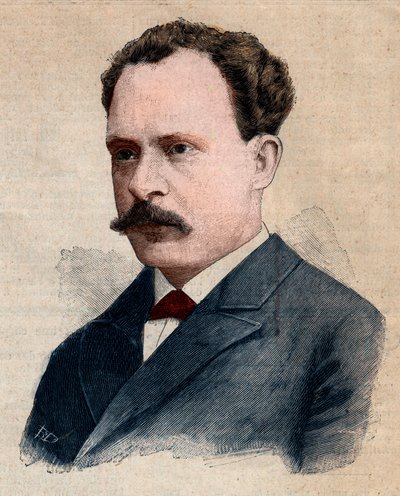 Ritratto di Eugène Turpin (1848-1927), chimico specializzato in esplosivi. Incisione in 