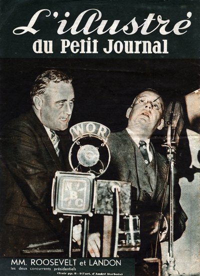 Ritratto di Franklin Delano Roosevelt e Alfred Mossman "Alf" Landon, i due concorrenti alle elezioni presidenziali degli Stati Uniti. In "L